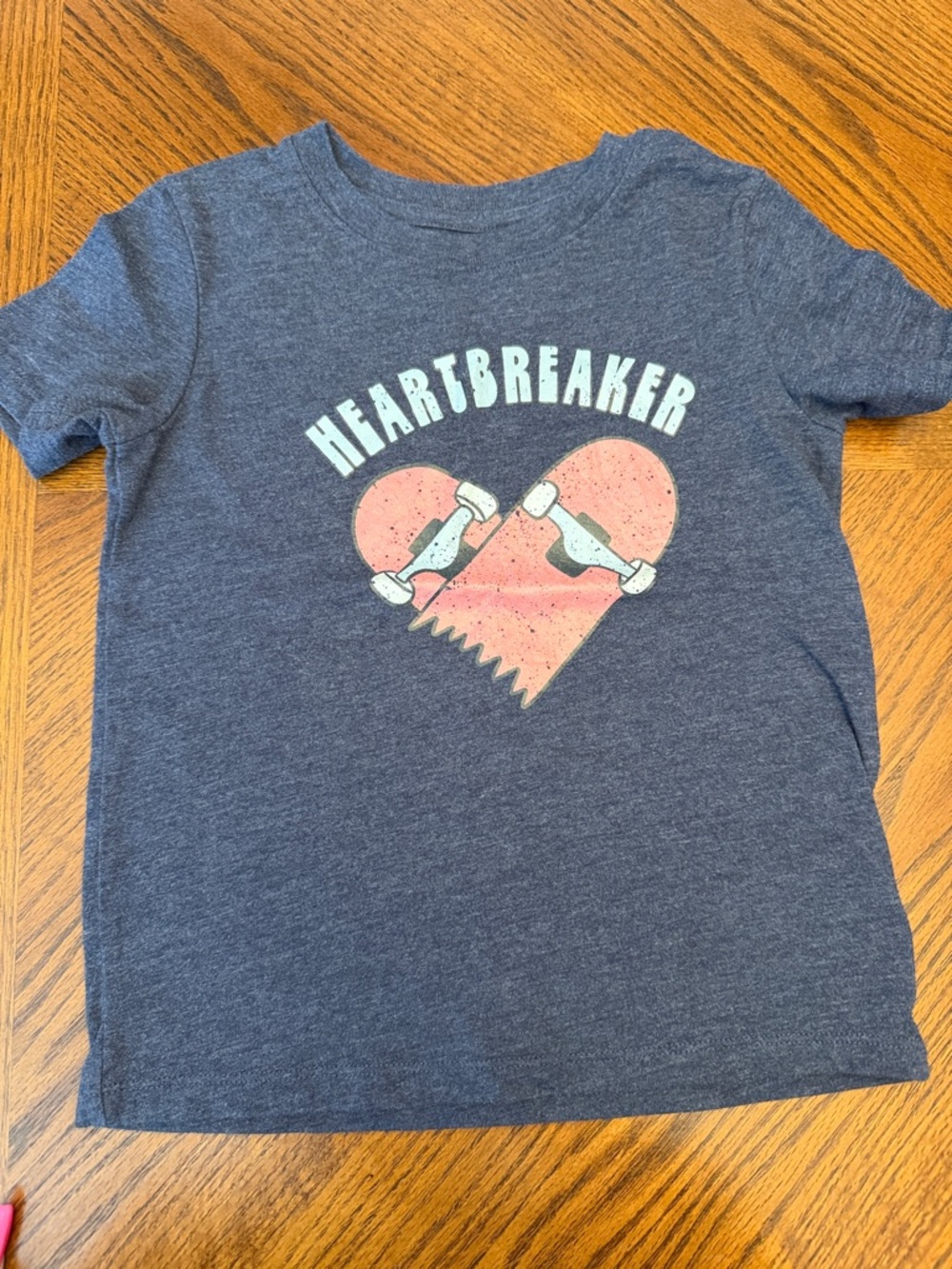 Cat & Jack Dark Heather Blue 'Heartbreaker' Skate Heart Tee